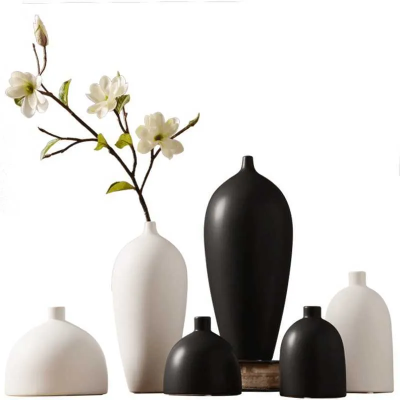 Nordic Weiß Schwarz Keramik Vase Wohnzimmer Dekoration Ornamente Moderne Vase Dekoration Home Design 210623