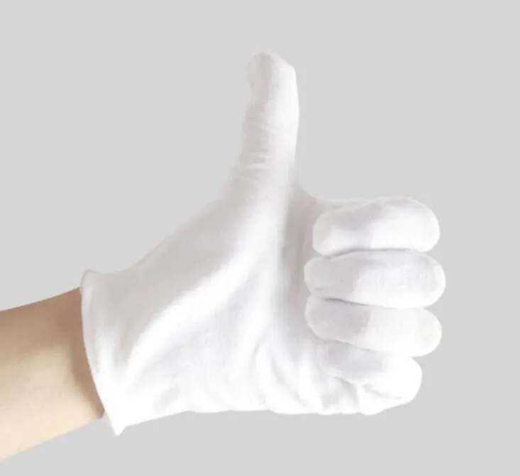 24 par vita handskar ren bomullsetikett tunn lekplatta pärla trasa arbetande män och kvinnor arbetar arbetsskydd slitage219o