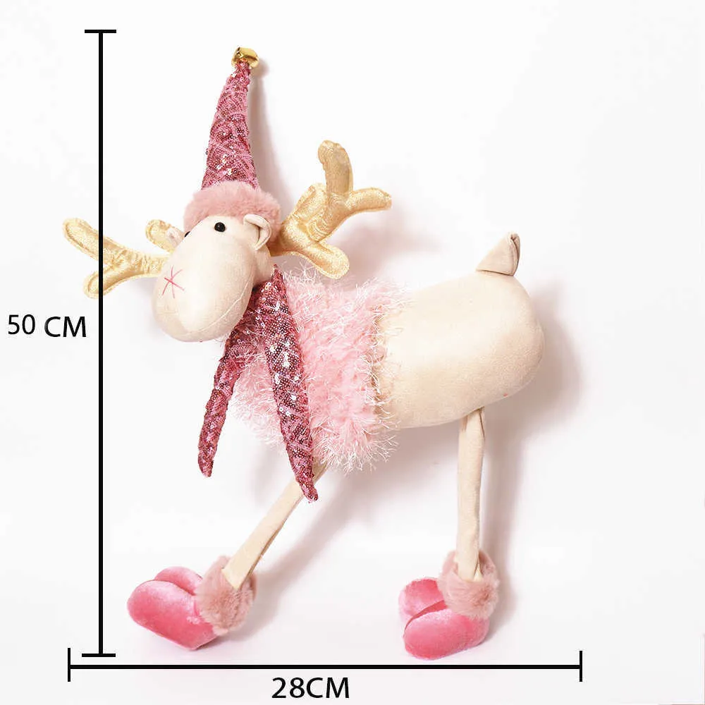 50 CM Rosa Renna Cervo Alce Bambole Giocattoli Decorazione Di Natale Regalo Del Mestiere Casa Casa Ornamento di Natale 2022 Anno Decor Navidad 211019