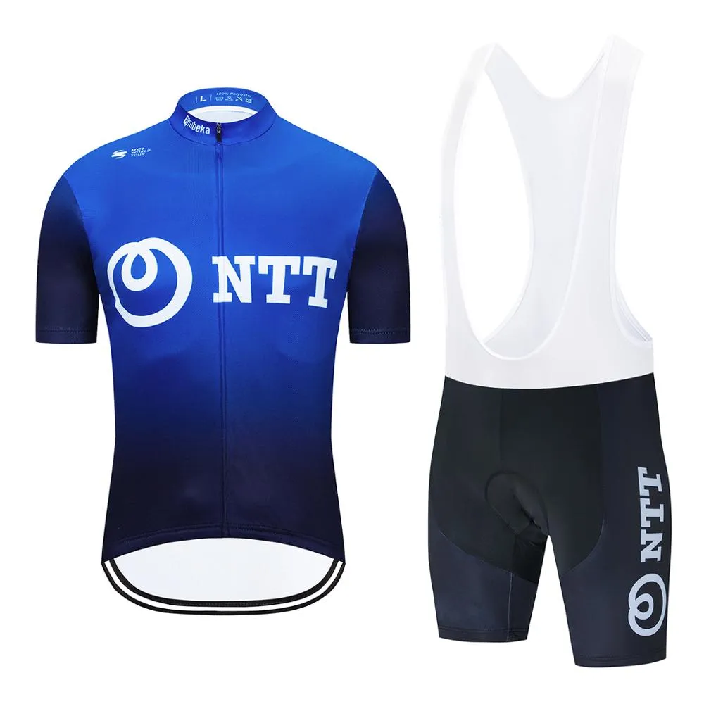 새로운 2021 NTT 팀 Big Cycling Jersey 세트 레이싱 자전거 옷 유니폼 여름 남자 MTB 자전거 반바지 풀 세트 Maglia ciclismo289U