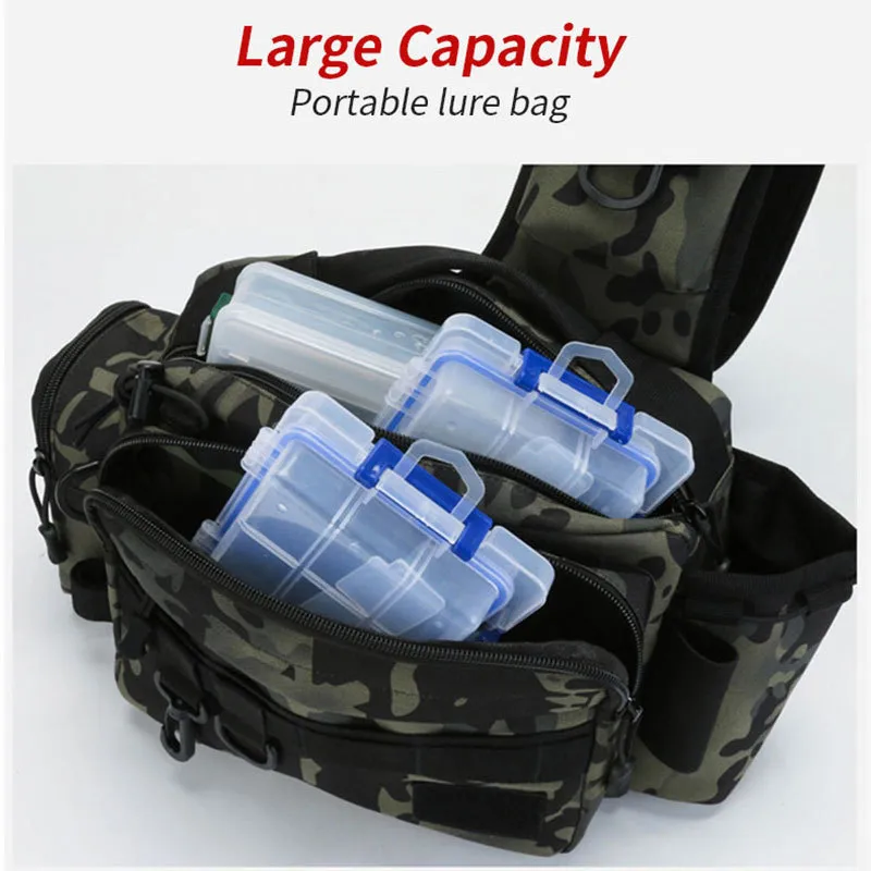 Multifunctional Fishing Tackle Bags Single Shoulder Crossbody Waist Pack Fish Lures Gear Utility Storage X232G 220216322R