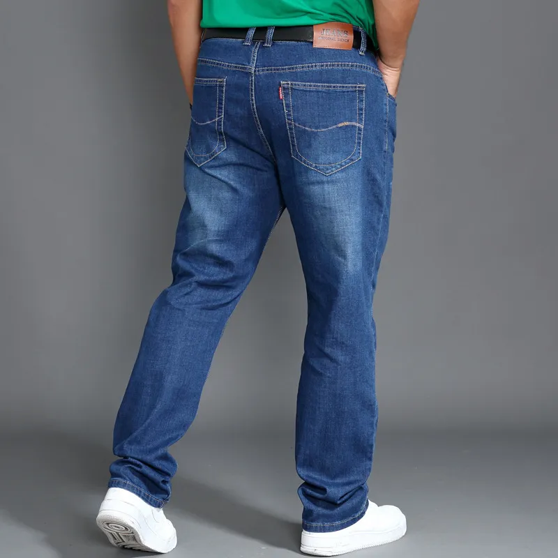 Klassieke Jeans Mannen Lente Lange Broek Plus Size 44 48 Hoge Taille Elastische Lichtgewicht Zomer Denim Broek Smart Casual Jean 220212