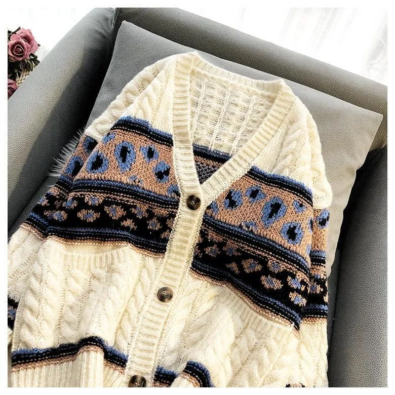 H.SA Otoño Invierno mujer Casual suéter y cárdigans manga larga Retro Vintage trenzado tejer ponchos grueso cálido abrigo 210417