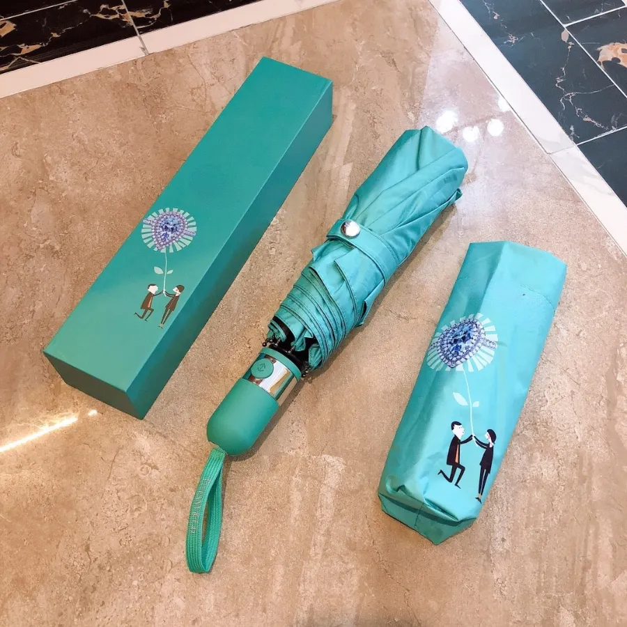 Ombrello automatico blu dal design elegante con stampa adatto agli ombrelloni da sole e pioggia Ombrelli pieghevoli ragazza Idee regalo donna