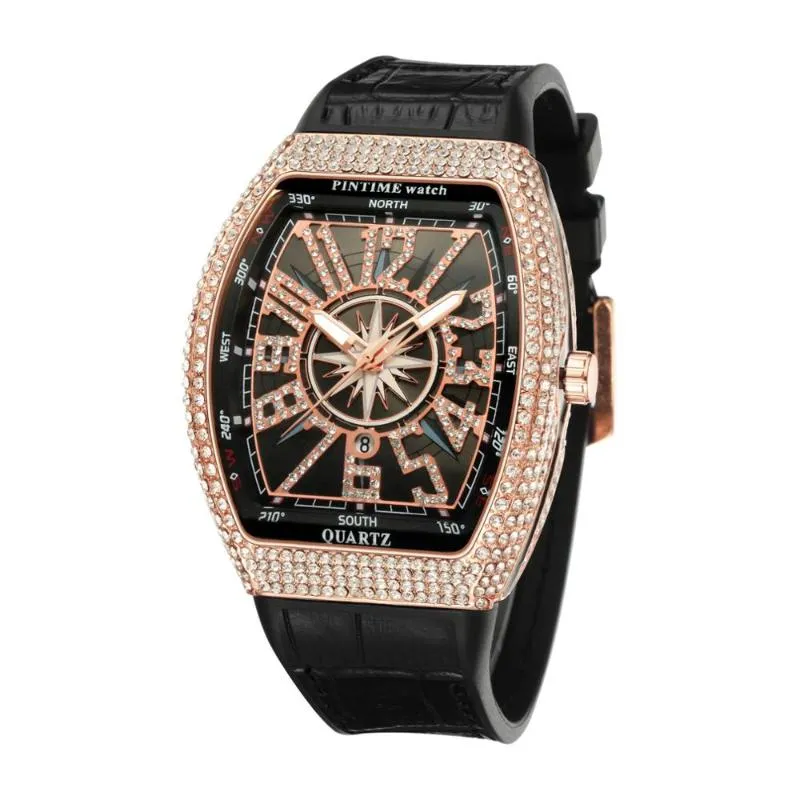 Hip Hop Diamant Horloge Mannen Iced Out Goud Luxe Mannelijke Klok Waterdichte Sport Militaire Heren Horloges Relogio Masculino Montre Homme Wr272K