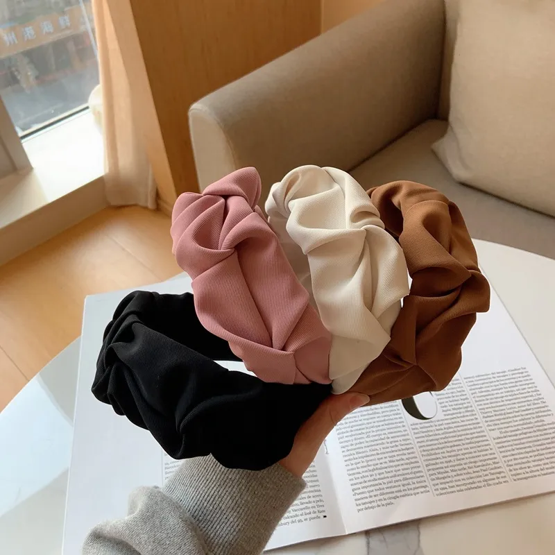 2021 moda elegante cinque fiori di colore solido pieghe modello cerchio fasce designer morbida fascia capelli accessori le donne Daliy Deco3074