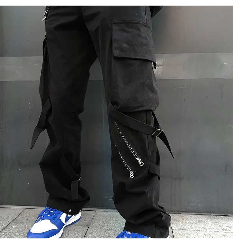 IEFB Hip Hop vêtements pour hommes printemps noir fermeture éclair conception Patchwork casual Cargo pantalon pour homme pansement jambe pantalon 9Y5521 210524