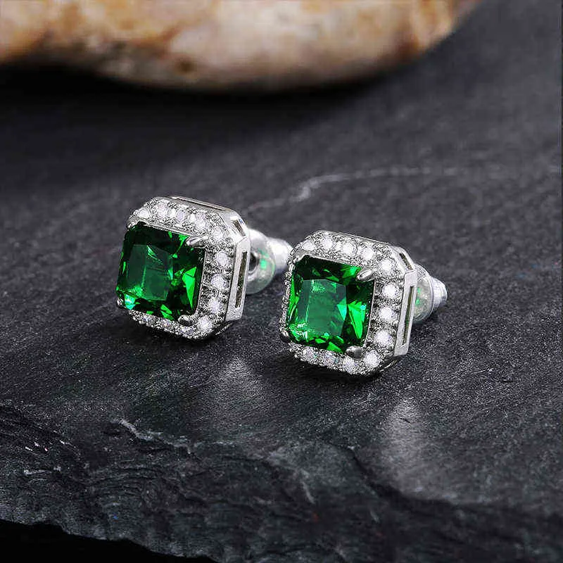 Huitan – boucles d'oreilles en zircone cubique verte pour femmes, magnifiques boucles d'oreilles nobles pour fête de mariage, cadeau d'anniversaire fin, bijoux à la mode pour dames