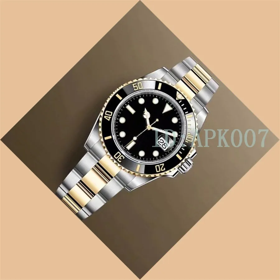 APK007 MENS Automatiska klockor Ceramics Bezel Men tittar på Gold Wristwatches Herrklassen Mäns present Sub Wristwatch Discount 290F