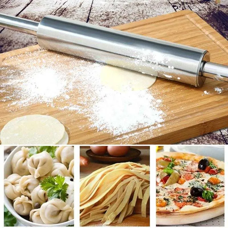 Stainless Steel Rolling Pin Embossing Baking Cookies Noodle Biscuit Fondant Cake Dough Patterned Roller Kitchen Pastry Tools 211008