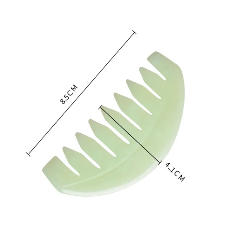 Pettine massaggio in giada Massaggiatore la testa Spazzola capelli Bordo Gua Sha Spazzole il corpo in pietra Massaggio del cuoio capelluto Trattamento meridiano9987294