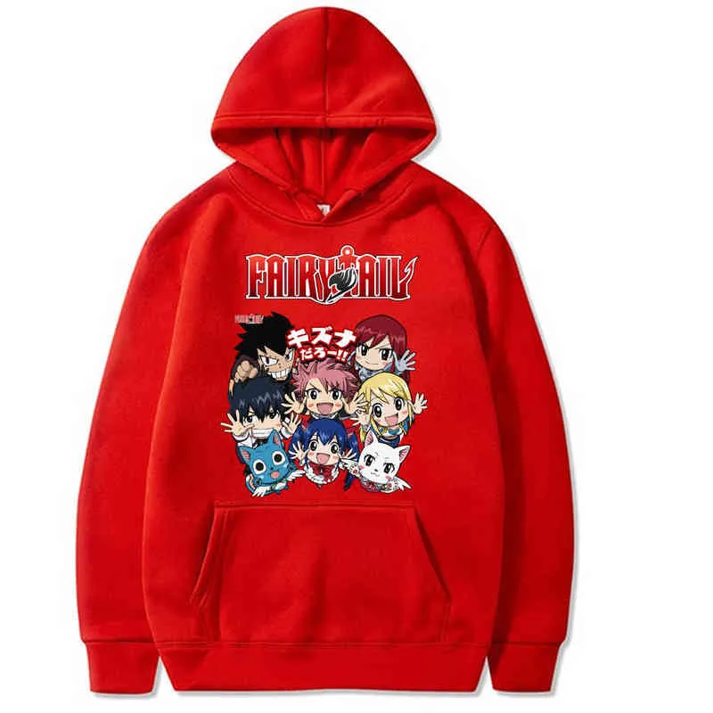 Harajuku Fairy Tail Sweats à capuche unisexe japonais Anime imprimé sweat à capuche pour hommes Streetwear pulls décontractés H1227