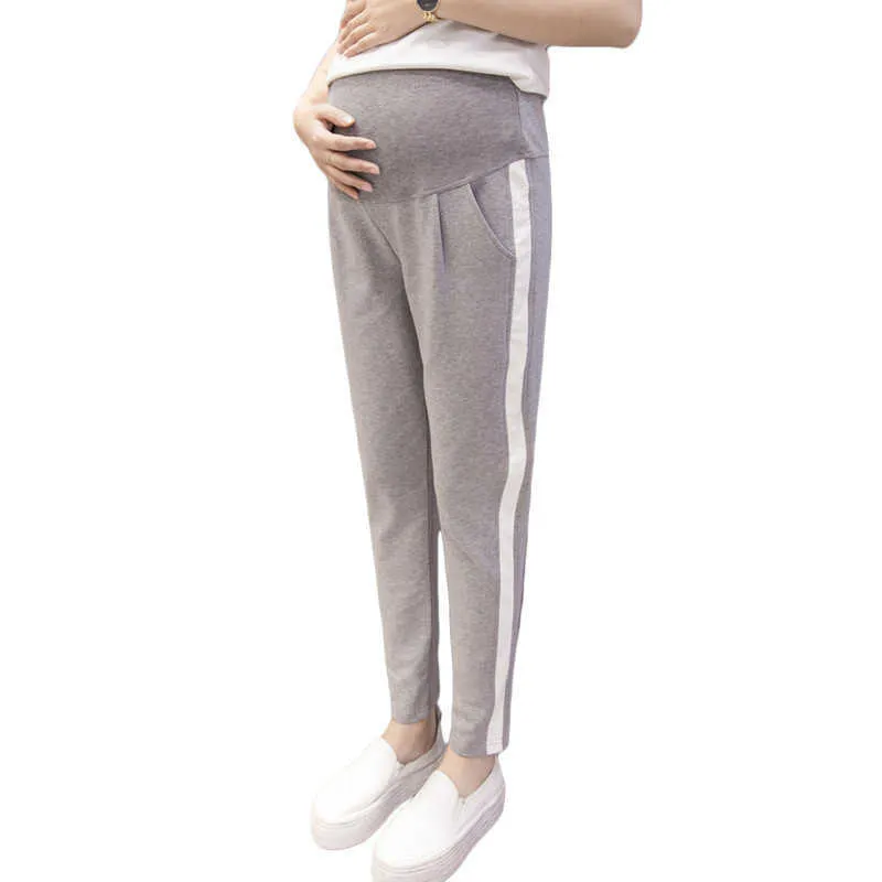 Pantalon de sport de maternité de mode d'automne taille élastique ventre pantalon décontracté vêtements pour femmes enceintes grossesse 210528