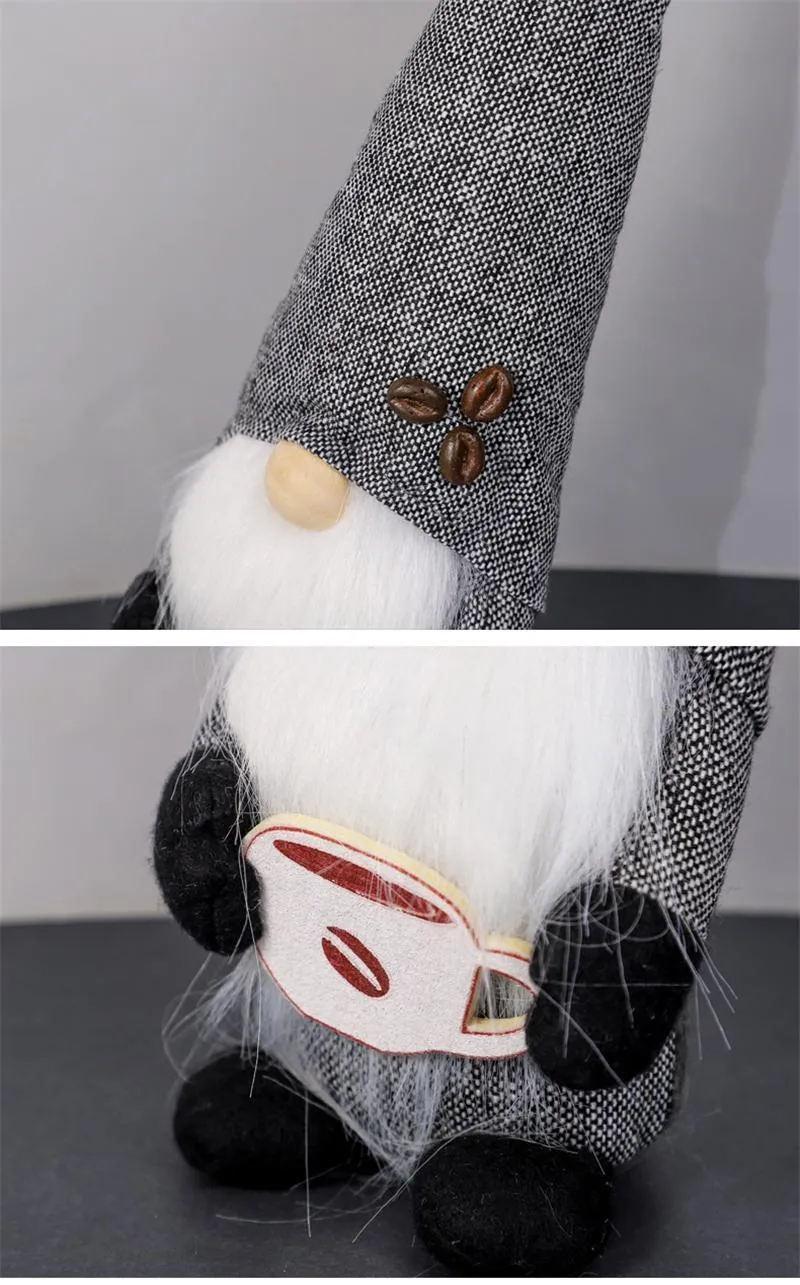 Christmas decoration Coffee Gnome Plaid Swedish Tomte faceless toy Scandinavian Figurine Nordic Plush Decor