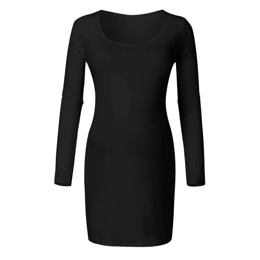 Sexy Maternité Vêtements Femmes D'été Enceinte O Cou À Manches Longues Mince Mini Robe Dame Causal Solide Robe D'été Robe Femme Vêtements Q0713