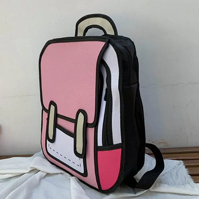 Moda unisex 2D rysunek plecak słodka kreskówkowa torba szkolna komiks dla nastolatków dziewcząt chłopcy chłopcy dzienne Travel Rucksack Bag K726282F