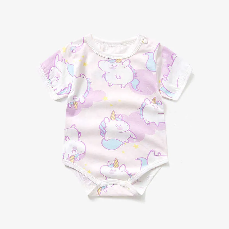 Bear Leader born Boys Girls Casual Clothes Fashion Summer Cartoon Cute Print Bodysuit Infant Sweet Clothing Toddler Suit 0-2Y 210708