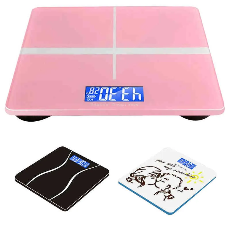 180kg Digital Vägskala Elektronisk USB-uppladdningsbar viktskala med temperaturdisplay Health Scale H1229