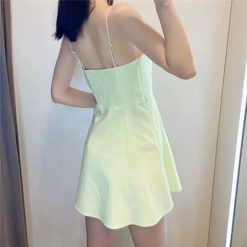 Mini Strappy Elbise Kadın Kolsuz Ayarlanabilir İnce Sapanlar Backless Kısa ES Yaz Kadın Plaj 210519