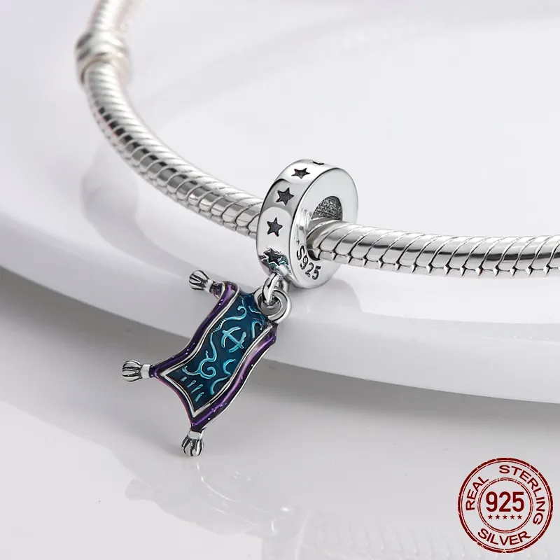 Aladdin Flying Carpet Aladdin Prince Aladdinlampa 925 Silver Charm Bead Fit Original Pandora Bracelet DIY Fine Dangle Charms