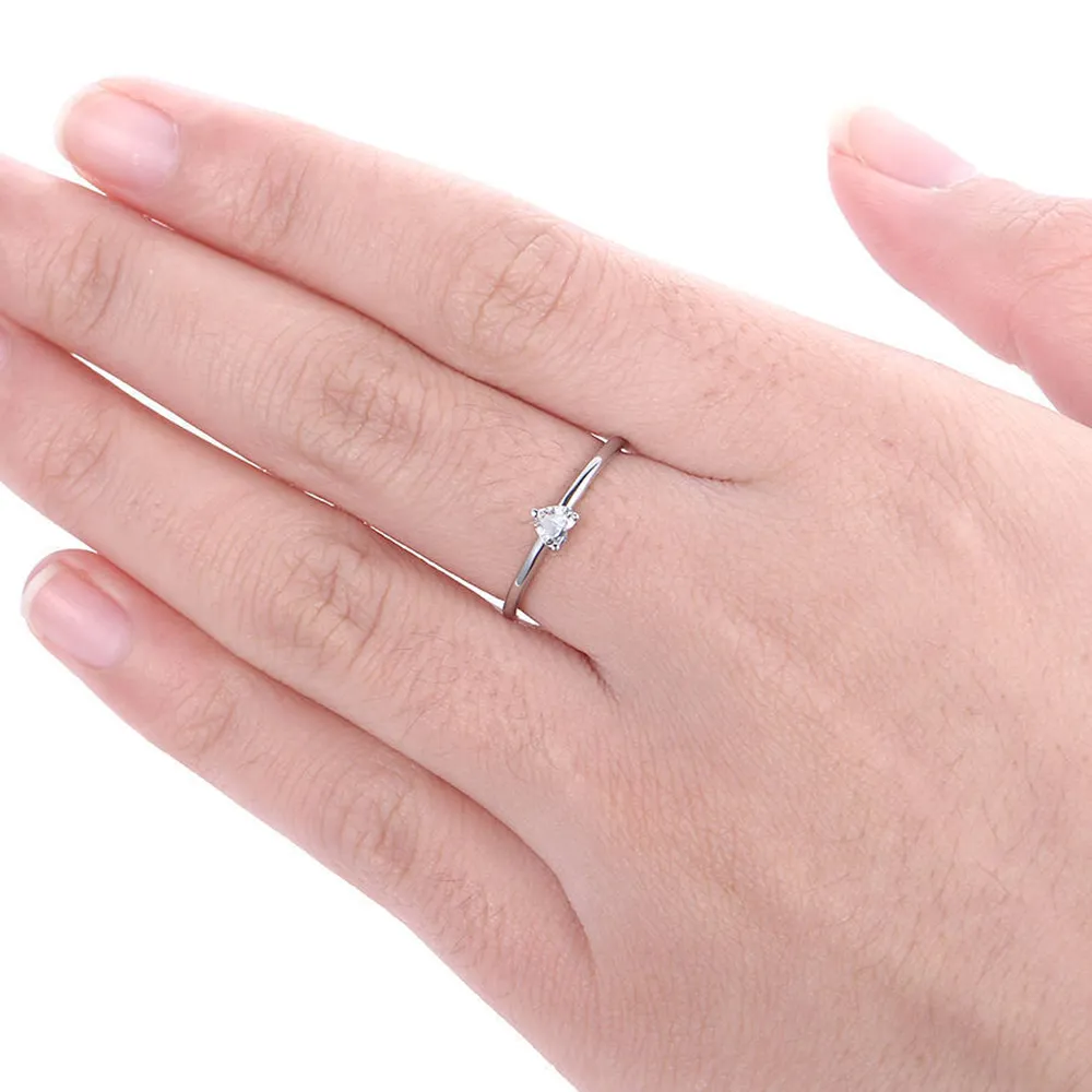 Rings For Women Minimalist Sweet Heart Shape Zircon Thin Finger Ring Proposal Party Gift Fashion Jewelry KBR014