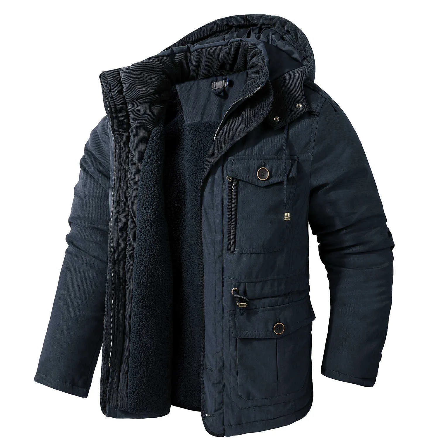 OEIN Winter Thick Jacket Men Cotton Warm Parka Coat Casual Fleece Military Cargo Jackets Male Windbreaker Overcoats Men 211104