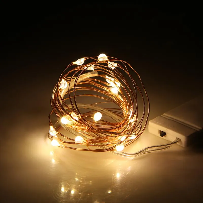 Strings / à piles 20 30 LED mini guirlandes de fées étanches fil de cuivre luciole étoilée pour bricolage fête de mariage 2787