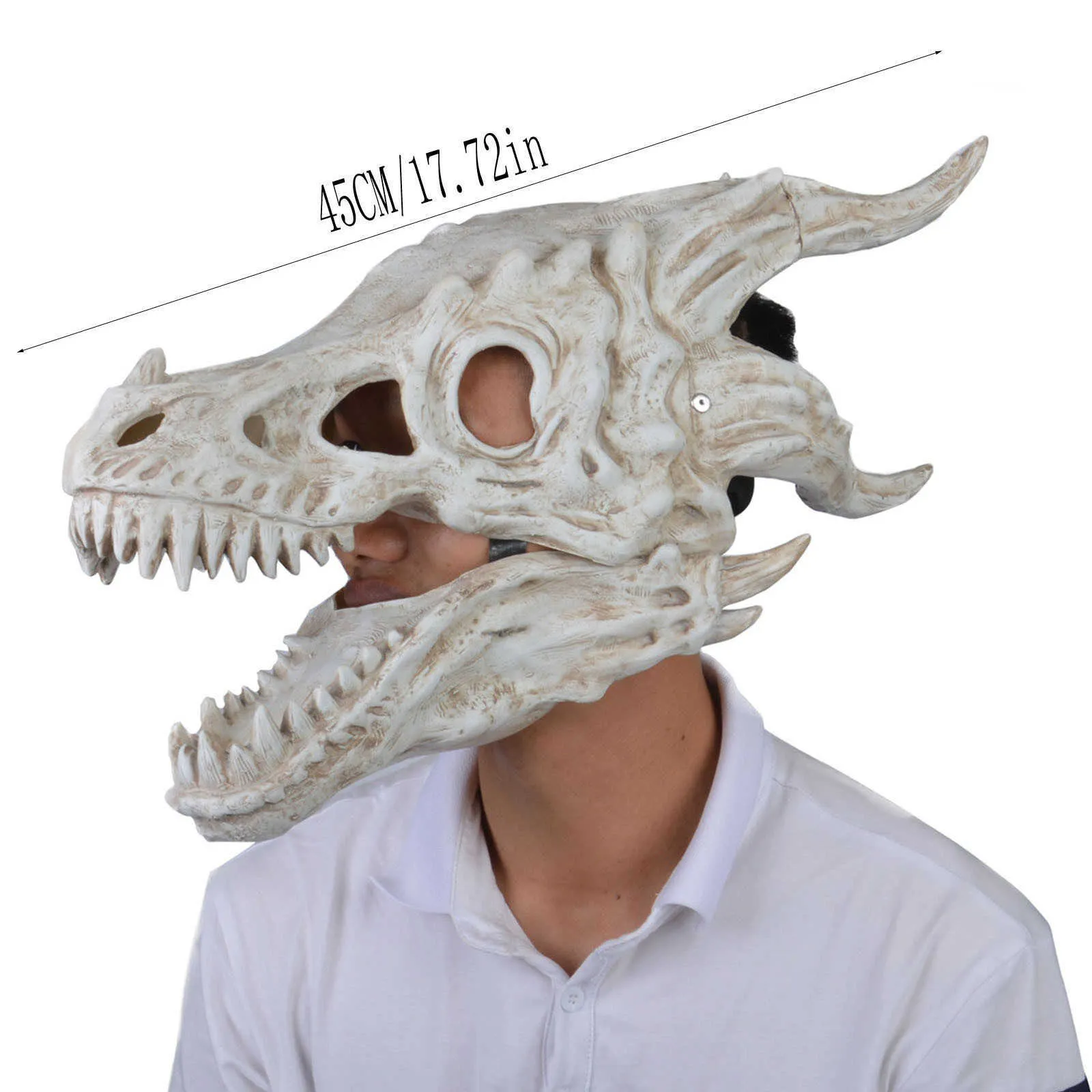 Halloween Latex Mask Simulation Dragon-bone Mask Head Set Dinosaur Latex Animals Moving Pacifier Mask Funny Toys For Kids L230704
