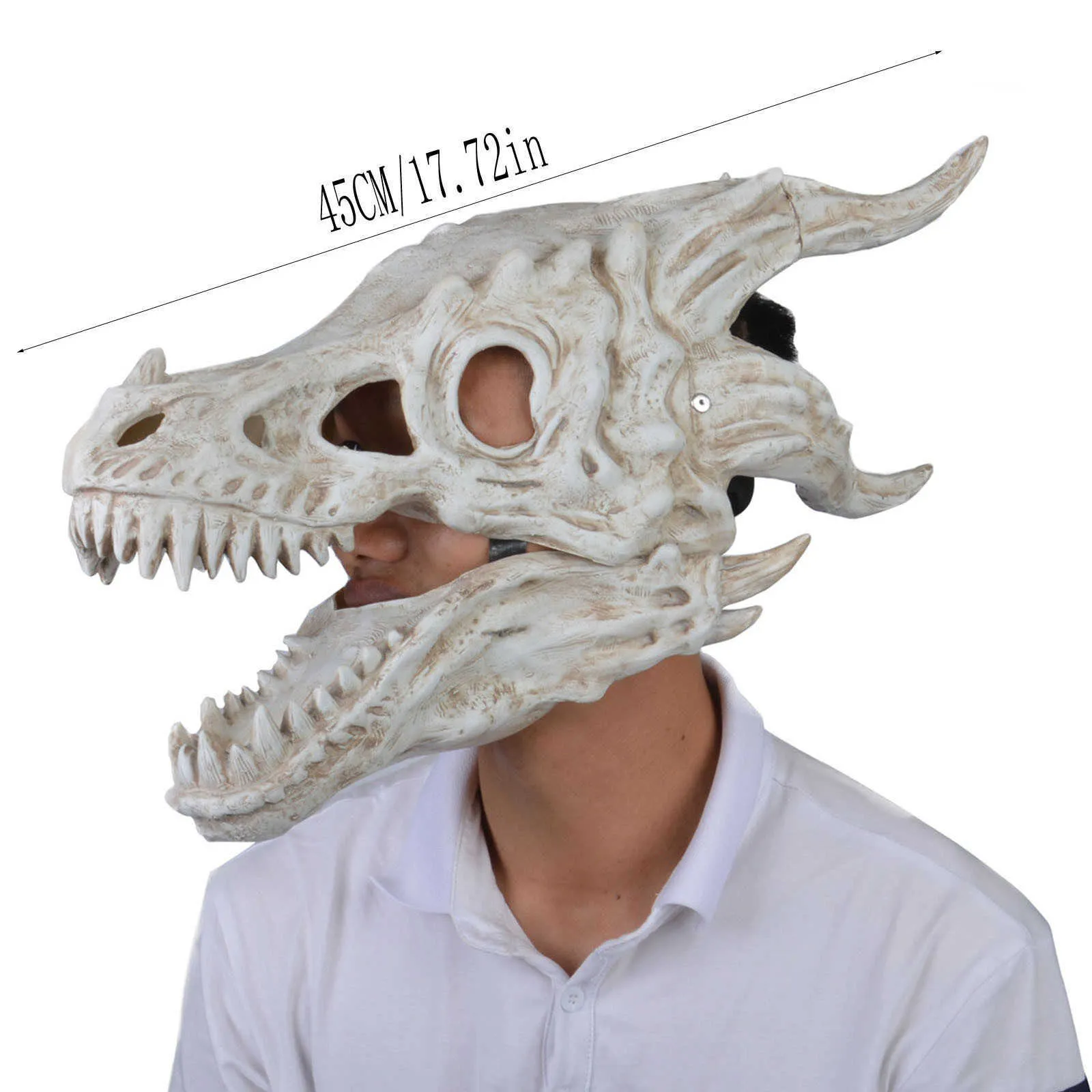 Halloween Latex Masker Simulatie Dragon-bone Masker Hoofd Set Dinosaurus Latex Dieren Bewegende Fopspeen Masker Grappig Speelgoed Voor Kinderen l230704