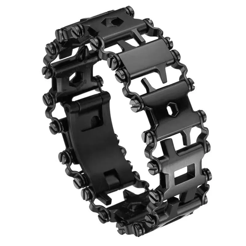 Assista Bands Tool Bracelet Tread multifuncional kits de driver parafuso externo Viagem de bicicleta vestível de aço inoxidável pulseira298a