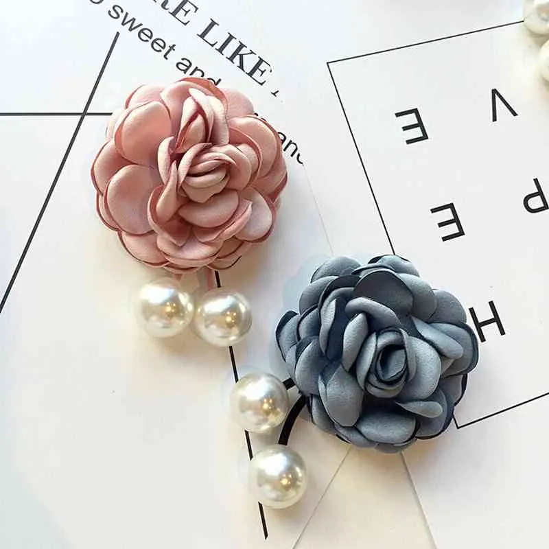 Broche de perla de imitación de flor de tela exquisita Retro de moda japonesa coreana para Mujeres Hombres traje abrigo ramillete accesorios de joyería