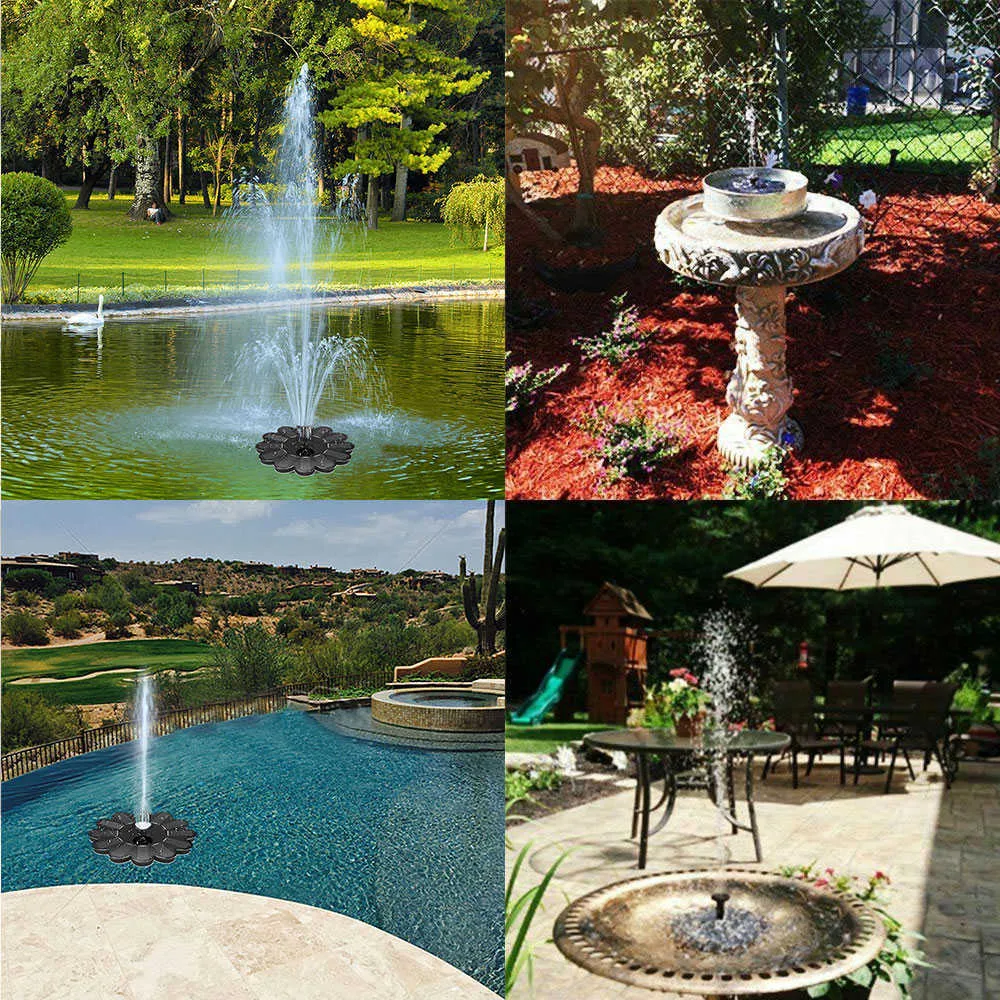 Fontaine d'eau solaire piscine étang automne décoration de jardin en plein air bain d'oiseaux alimenté pompe flottante 210713