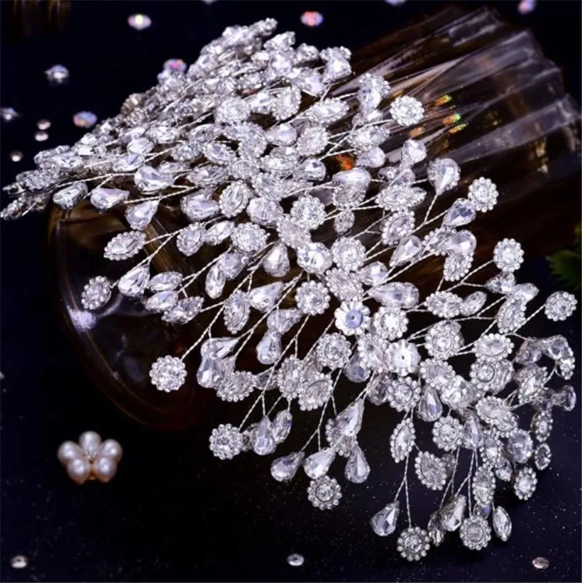 Royal Wedding Bridal Rhinestone Crown Tiara Crystal pannband lyxiga hårtillbehör örhängen smycken set party prom headpiece sil273l