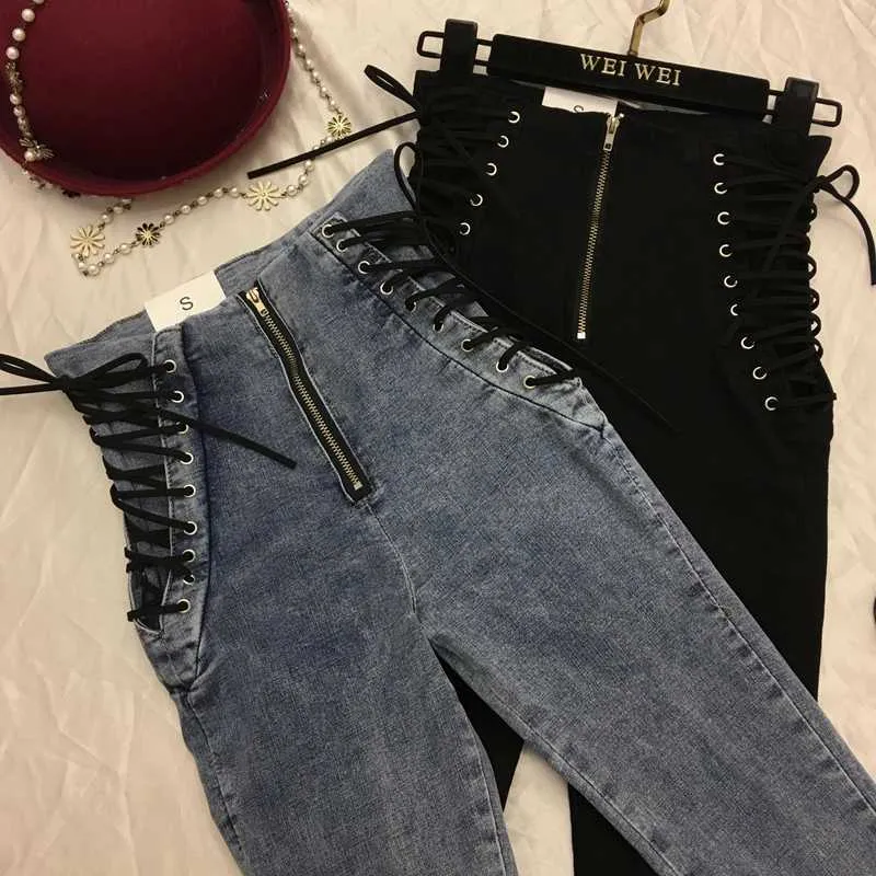 Hög midja sexig mager penna jeans för kvinnor leggings denim byxor smala kvinnliga byxor 210922