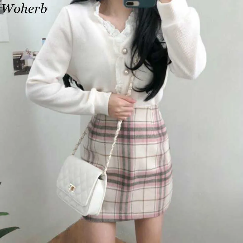 Woherb coréen Chic dentelle Patchwork Blouse femme Blusas Mujer De Moda col en v volants mode tempérament chemise hauts 4G554 210721