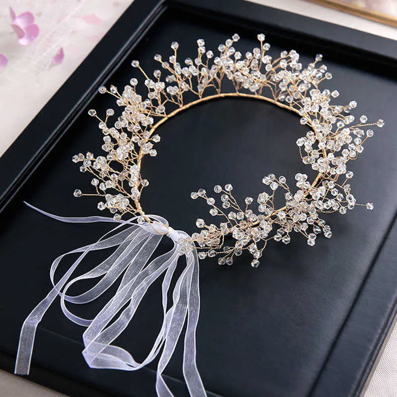 Wedding Hair Accessories Women Hairband Bridal Hair Accessories Head Jewelry Gold Headpiece Crystal Headband Bride Crown Tiara X0625