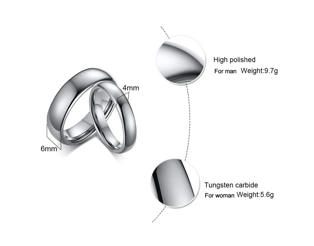 Vnox Anti Scratch Tungsten Rings Women Men Simple Classic Wedding Bands for Couples Basic Jewelry