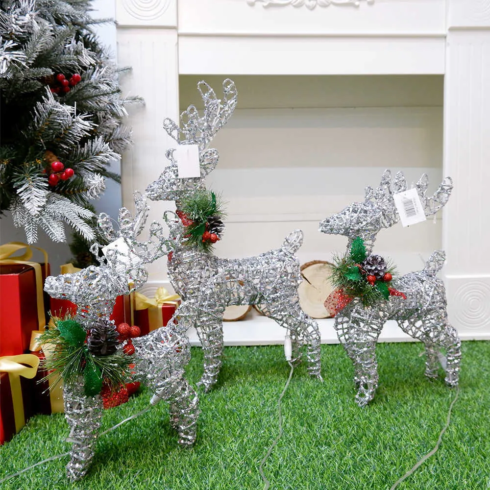 30 40 50 CM décoration de noël ornements or cerf wapiti lumière LED arbre scène chambre maison Navidad année 211018