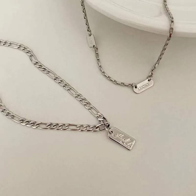 85-graden grijs eenvoudige dubbele laag gestapelde ketting damesmode brief niche persoonlijkheid sleutelbeen hanger ketting