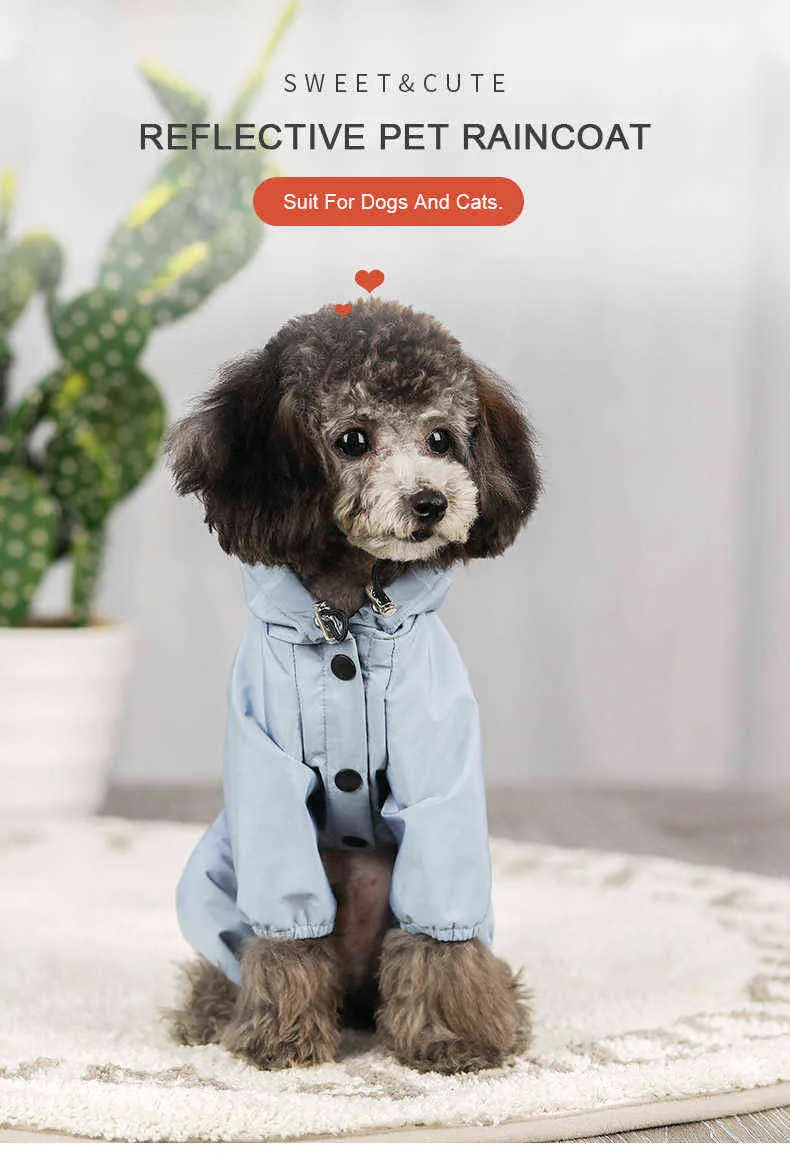 Водонепроницаемая собачья одежда щенок куртка одежда французский бульдог чихуахуа домашнее животное дышащее потрясающий и отражающий дождевик 211106