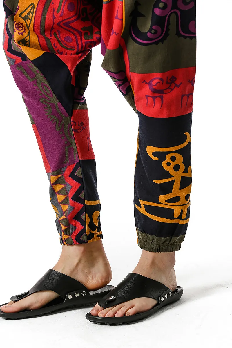 Erkek Dashiki Harem Yoga Baggy Genie Boho Pantolon Afrika Baskı Bırak Crotch Joggers Sweatpants Rahat Hop Hippi Pantolon 3XL 210522