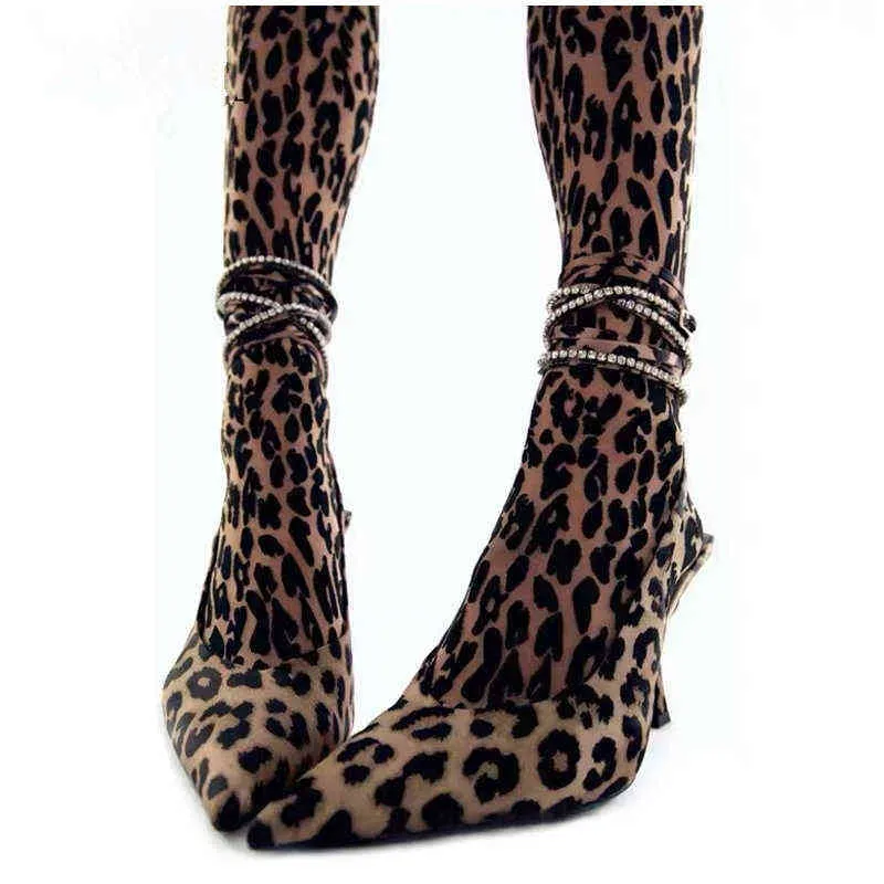 Femmes Sandales Sandalias De Tacn Alto Con Diamantes Imitacin Para Mujer Zapatos Leopardo Sexys Correa En El Tobillo Calzado Fiesta 0211