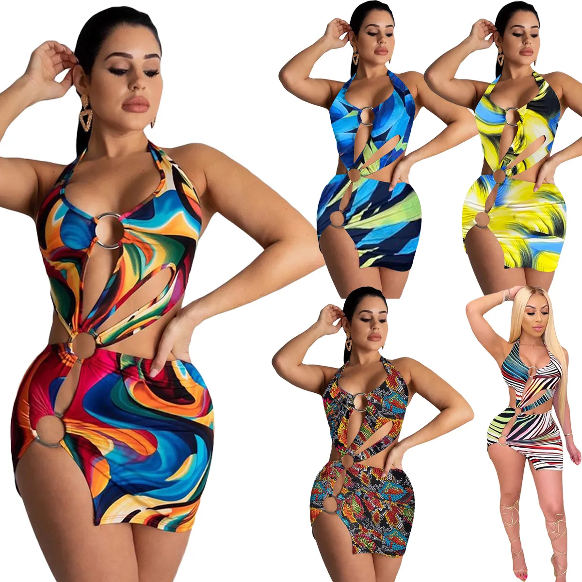 Kobiety Stroje kąpielowe Kolorowe Druk Dress Swimsuit Moda Damska Kostium Kąpielowy Ekspert Design Quality Najnowszy styl oryginalny status