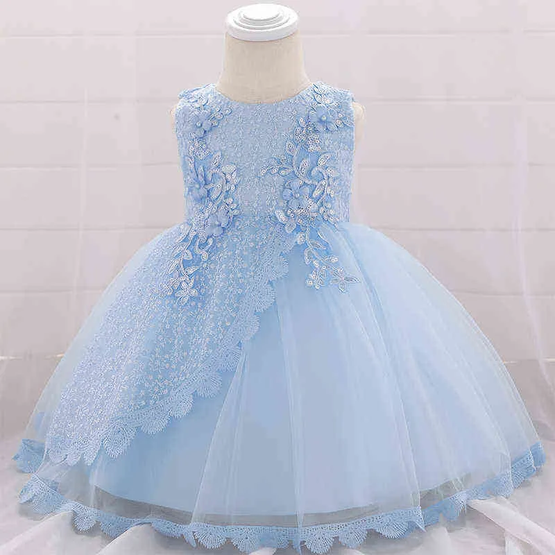 Newborn Child Baptism 1 Year Baby Girl Beading Lace Sequined Tulle Christening Princess Toddler Birthday Party Ball Gown Dress G1129