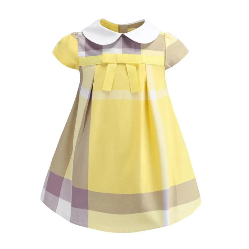 American Girl Cotton Dress Bebê Meninas Vestido Crianças Lapela College Wind Bowknot Manga Curta Plissada Camisa Polo Saia Crianças Casual 9420527