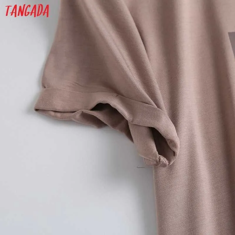 Tangada Summer Women Stampa T-shirt in cotone vintage T-shirt di alta qualità Ladies Casual Tee Street Wear Top 6D36 210623