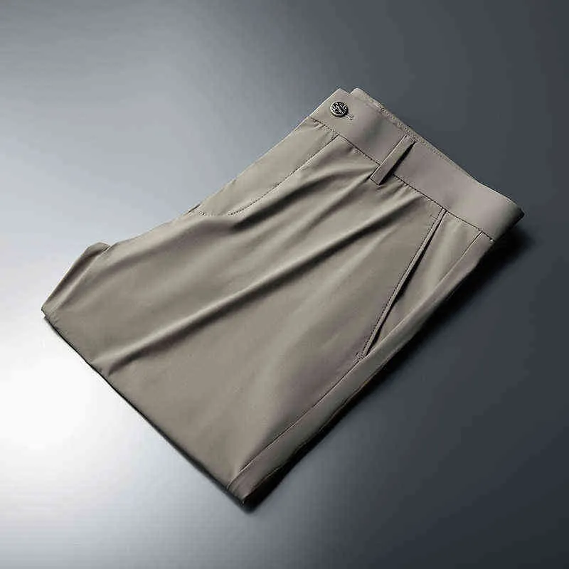 Hommes pantalons glace soie affaires pantalons décontractés affaires sport confortable respirant léger lâche pantalon droit hommes 211119