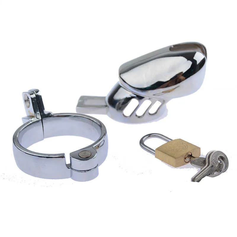 Dispositivo gabbia di castità maschile in acciaio Pene Cock Ring Sleeve Giocattoli del sesso uomini Coppie Giochi adulti Gay Bdsm Prodotti erotici Cockring 210624