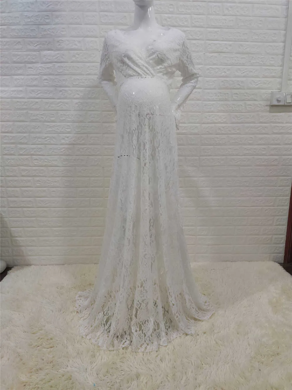 White Lace Maternity Photography Props Dresses Sexy Fancy Pregnancy Dress For Photo Shooting Long Pregnant Women Maxi Gown 2020 (9)