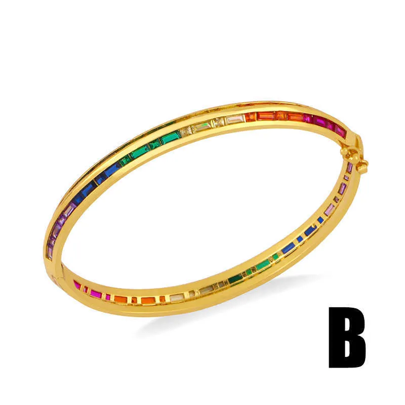 Flola Multicolor Crystal Crystal Bangle Braclet для женщин Регулируемые золотые браслеты CZ Rainbow Zirconia роскошные ювелирные изделия GRTC45 Q0720